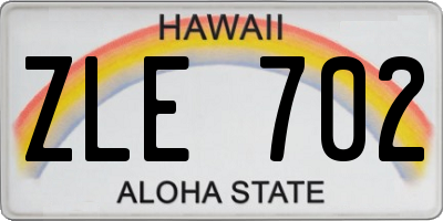 HI license plate ZLE702