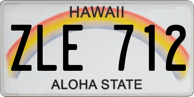 HI license plate ZLE712