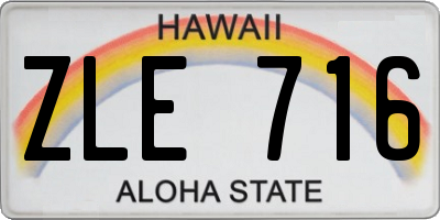 HI license plate ZLE716