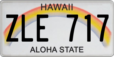 HI license plate ZLE717