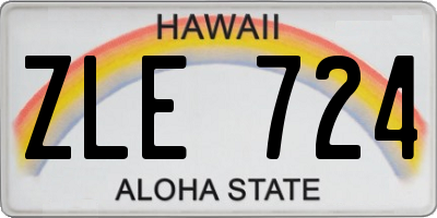 HI license plate ZLE724