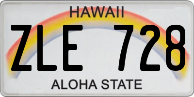 HI license plate ZLE728
