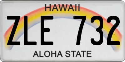 HI license plate ZLE732