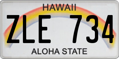 HI license plate ZLE734