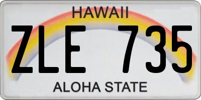 HI license plate ZLE735