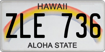 HI license plate ZLE736