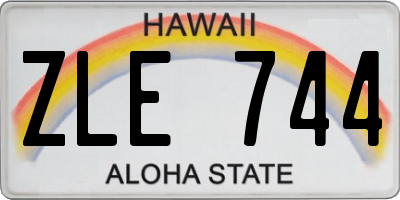 HI license plate ZLE744