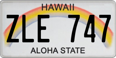 HI license plate ZLE747