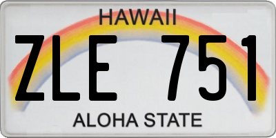 HI license plate ZLE751