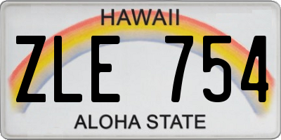 HI license plate ZLE754