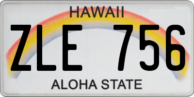 HI license plate ZLE756
