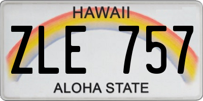 HI license plate ZLE757