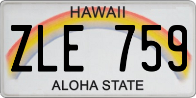 HI license plate ZLE759