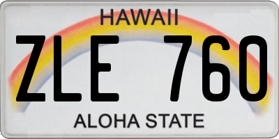 HI license plate ZLE760