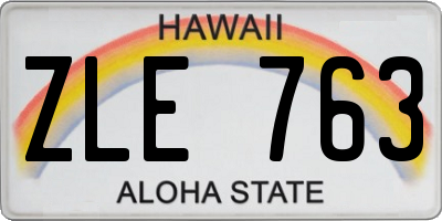HI license plate ZLE763