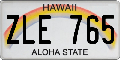HI license plate ZLE765