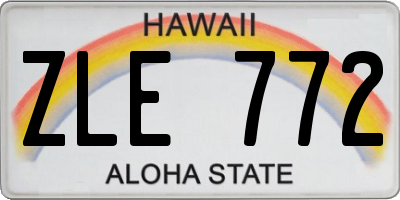 HI license plate ZLE772