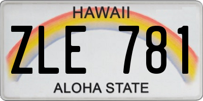 HI license plate ZLE781
