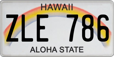 HI license plate ZLE786
