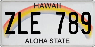 HI license plate ZLE789
