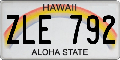 HI license plate ZLE792
