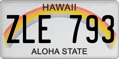 HI license plate ZLE793