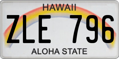 HI license plate ZLE796