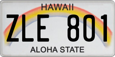 HI license plate ZLE801