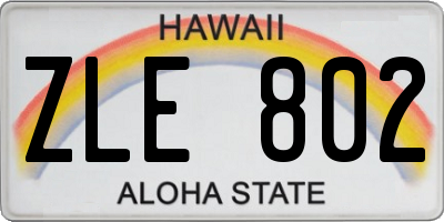 HI license plate ZLE802