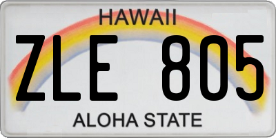 HI license plate ZLE805