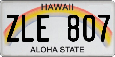 HI license plate ZLE807