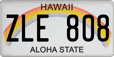 HI license plate ZLE808