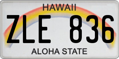 HI license plate ZLE836