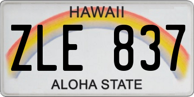 HI license plate ZLE837