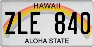 HI license plate ZLE840