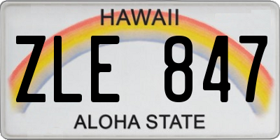 HI license plate ZLE847