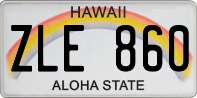 HI license plate ZLE860