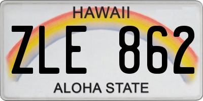 HI license plate ZLE862
