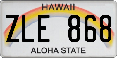 HI license plate ZLE868