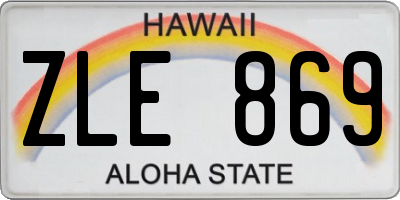 HI license plate ZLE869