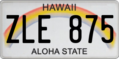 HI license plate ZLE875