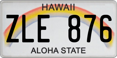 HI license plate ZLE876