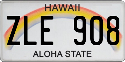 HI license plate ZLE908