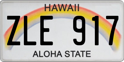 HI license plate ZLE917