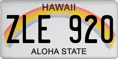 HI license plate ZLE920