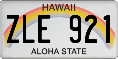 HI license plate ZLE921