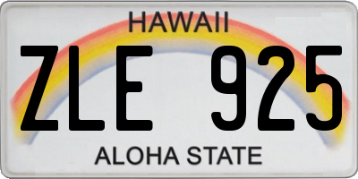 HI license plate ZLE925