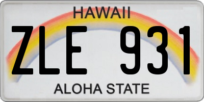 HI license plate ZLE931