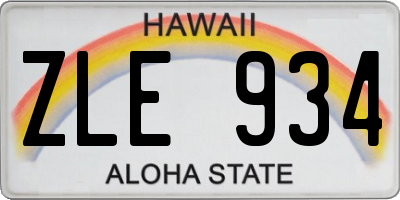 HI license plate ZLE934