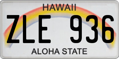 HI license plate ZLE936